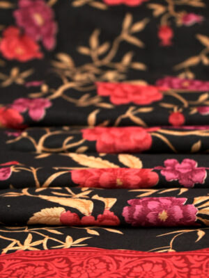 Ikat Printed Muslin Silk Saree with Zari Woven Border