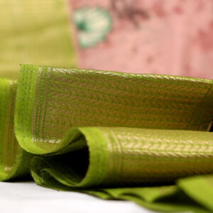 Tissue Dola Saree with All-Over Pichwai Print & Zari Line Border