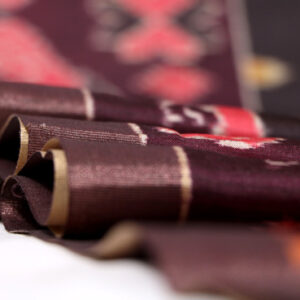 Semi Tussar Saree with Ikat Butta Weaves & Long Ikat Printed Zari Border