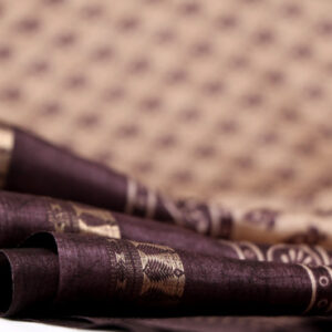 Muslin Silk Saree with All-Over Butta Prints & Zari Woven Border