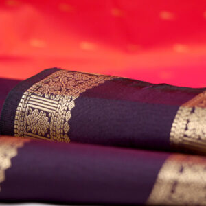 Korvai Semi Kanchipuram Saree with Rettapet Border & Raindrop Design