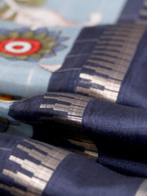 Kalamkari Semi Dola Saree with Zari Checks & Rettapet Border
