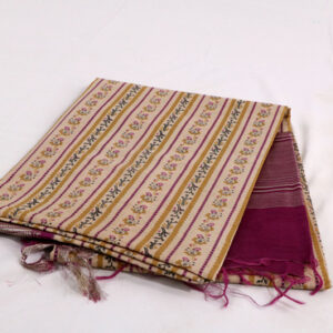 Semi Mulberry Silk Saree with Lined Border & Floral Line Design