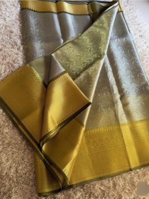 Latest Banarasi Soft Tissue Saree with Full Zari Weaving and Designer Jacquard Pallu