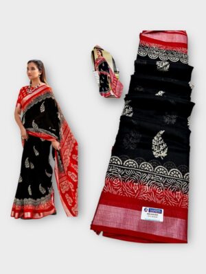 Branded Linen Cotton Saree Premium Comfort & Elegant Look