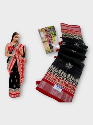 Branded Linen Cotton Saree Premium Comfort & Elegant Look