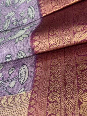 Elegant Pichwai Kota Saree in Lavender with Kalamkari Digital Print and Rich Pallu