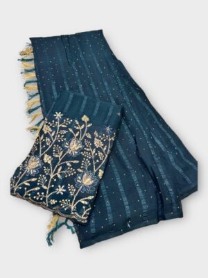 Georgette Saree with Tassels Lightweight & Stylish Party Drape