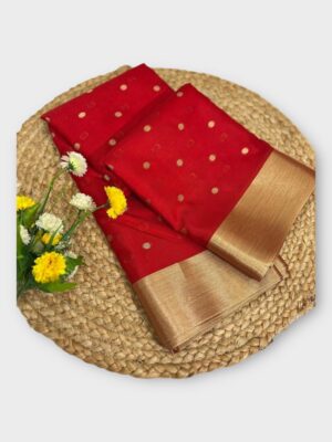 Banarasi Handloom Semi Katan Silk Saree Rich Dyble Fabric Elegance
