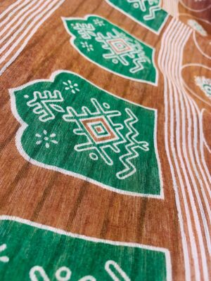 Elegant Modal Semi Tussar Saree in Golden Green with Contrast Pallu and Temple Border