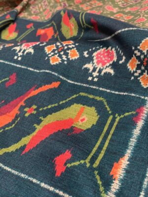 Exquisite Semi Tussar Saree with All-Over Ikat Weaves and Long Ikat Printed Zari Border