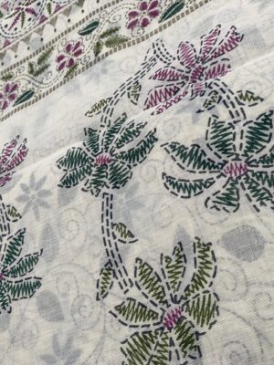 Floral Printed Fancy Cotton Saree with All-Over Design