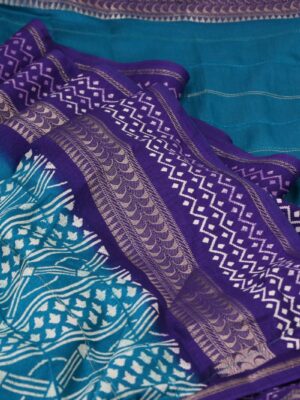 Viscose Chiffon Saree with All-Over Sequin Work & Zig Zag Zari Border Sequin Pallu Design