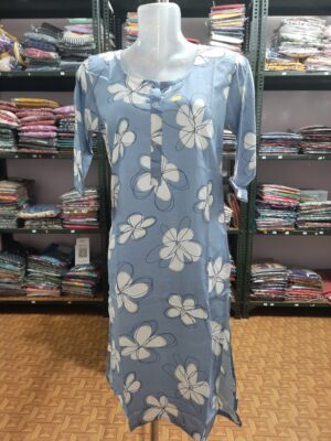 Premium Aiva Branded Floral Liva Certified Kurti with Side Pocket and Sidecut