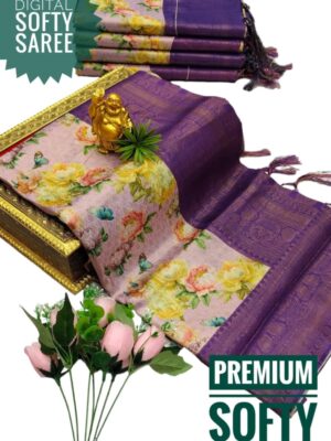 Festive Premium Soft Silk Saree with Copper Zari Weaving & Contrast Blouse