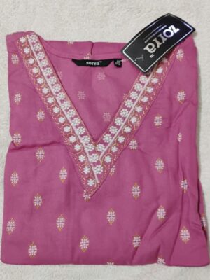 Rose Floral Silk Designer Neck Kurtis Romantic Elegance & Luxurious Comfort