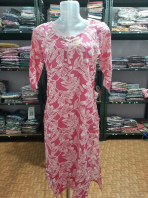 Premium Aiva Branded Floral Liva Certified Kurti with Side Pocket and Sidecut