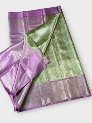 Banarasi Tissue Semi Silk Festive Saree with Silver Border & Design Pallu
