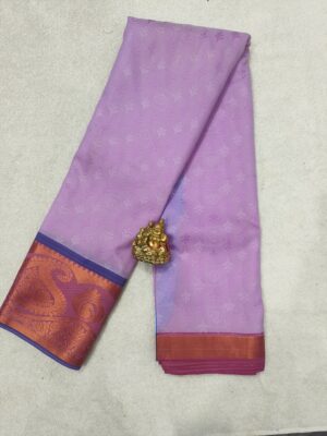 Embossed Silk Saree with Copper Work & Mango Border