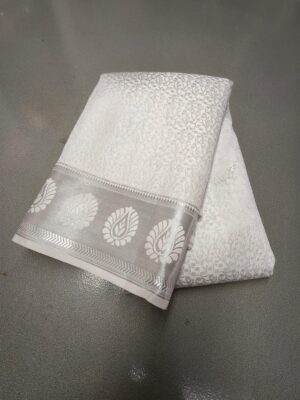 Silver Grand Wedding Kanchipuram Silk Saree Shimmering Elegance & Timeless Luxury