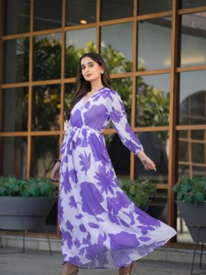 Floral Georgette Kurti with Full Sleeves