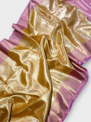 Banarasi Tissue Semi Silk Festive Saree with Silver Border & Design Pallu