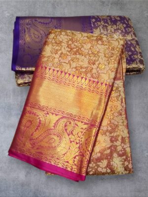 Bridal Tissue Silk Saree with Running Blouse Shimmering Elegance & Bridal Grandeur