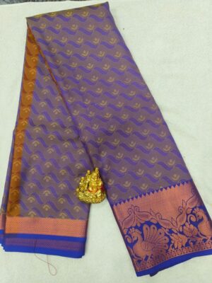 Embossed Silk Saree with Peacock Border