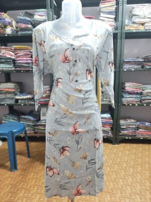 Premium Aiva Branded Floral Liva Certified Kurti with Side Pocket and Sidecut