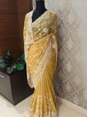 Exquisite Tissue Net Saree with Net Blouse - Festive Wear
