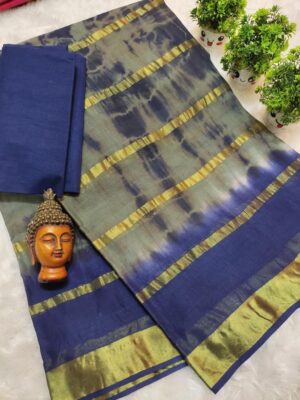 Stunning Pure Cotton Saree with Kalamkari Blouse Classic Indian Artistry