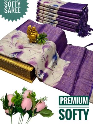Festive Premium Soft Silk Saree with Copper Zari Weaving & Contrast Blouse