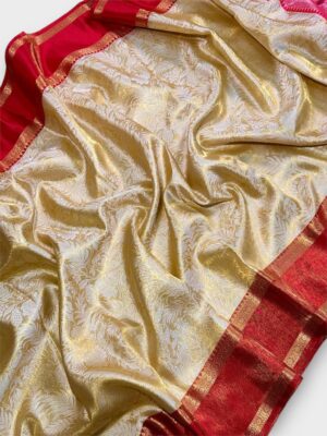 Banarasi Tissue Semi Silk Festive Saree with Silver Border & Design Pallu