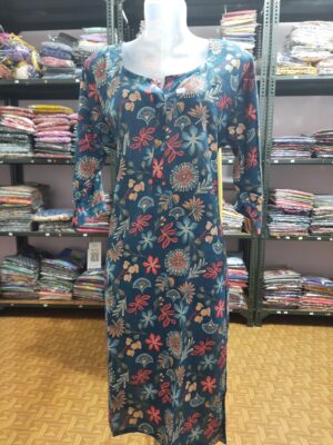 Premium Aiva Branded Floral Liva Certified Kurti with Side Pocket and Sidecut