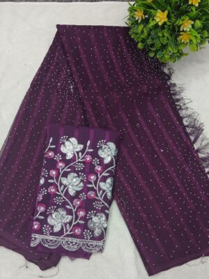 Stunning Popcorn Heavy Stone Work Saree with Grand Chumki Designer Blouse