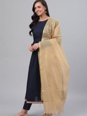 Elegant Sandal Coloured Cotton Chanderi Dupatta for Women