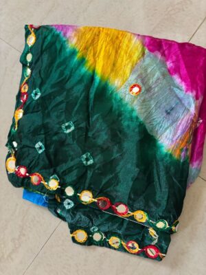 Vibrant Multicolor Silk Dupatta with Mirror Work for Women