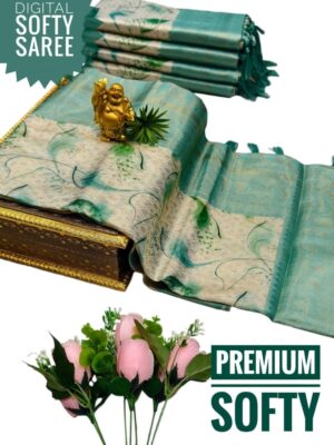 Festive Premium Soft Silk Saree with Copper Zari Weaving & Contrast Blouse