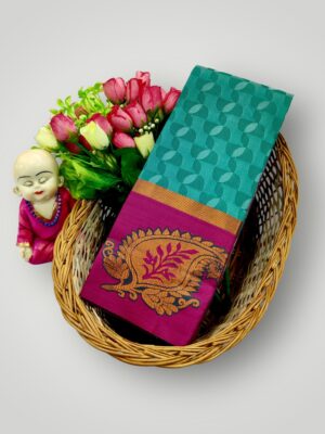 Elegant Woven Printed Saree with Leaf Border