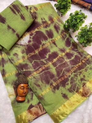 Stunning Pure Cotton Saree with Kalamkari Blouse – Classic Indian Artistry