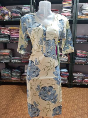 Aiva Branded Floral Designed Liva Certified Kurti with Side Pocket and Sidecut