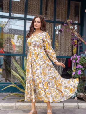 Floral Georgette Kurti with Full Sleeves