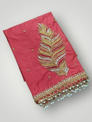 ridal Aari Work Leaf Design Silk Cotton Blouse Nature Inspired Elegance & Lightweight Luxury