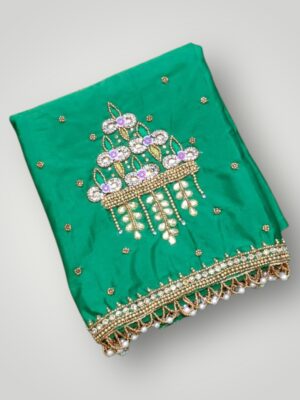 Bridal Aari Work Row Flowers Design Silk Cotton Blouse Floral Elegance & Lightweight Luxury
