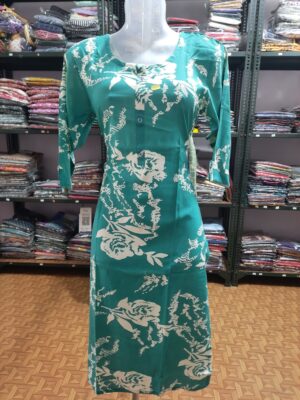 Aiva Branded Floral Designed Liva Certified Kurti with Side Pocket and Sidecut