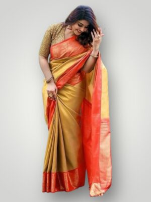 Sneha Inspired Katan Silk Saree with Running Blouse Timeless Grace & Modern Elegance