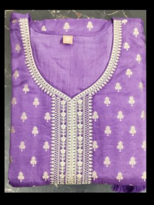 Purple Viscose Organza Embroidered Unstitched Salwar Suit with Banarasi Border Festive Elegance & Customizable Luxury