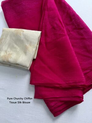 Best Selling Pure Churchy Chiffon Saree with Tissue Silk Blouse