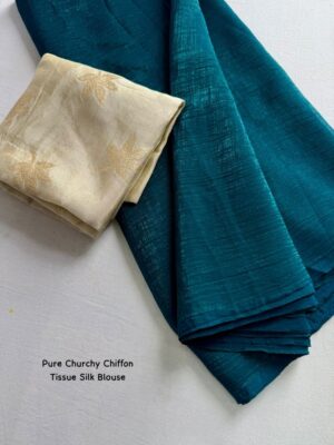 Best Selling Pure Churchy Chiffon Saree with Tissue Silk Blouse