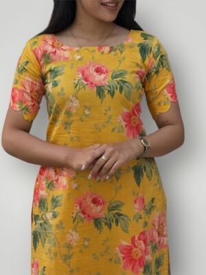Elegant Cotton Slub Kurti with Floral Print